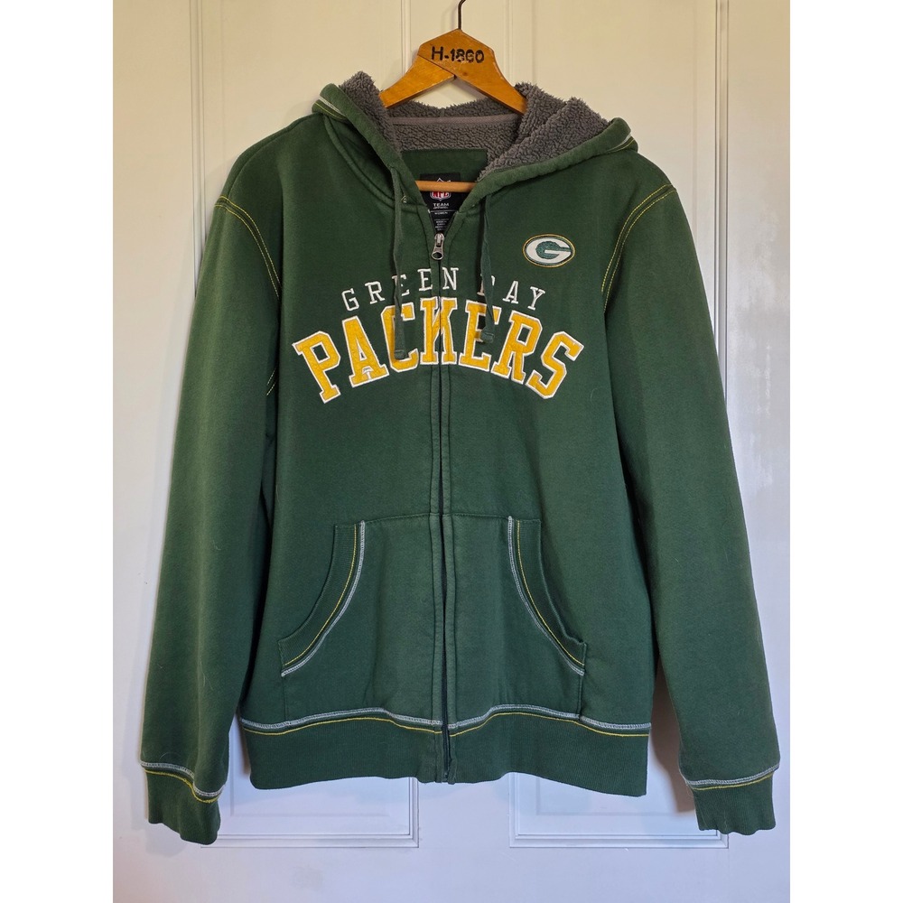 NFL Team Apparel Green Bay Packers Womens XXL Green Sherpa Lined Full Zip Hoodie